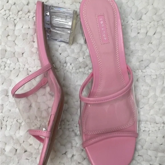 EUC, TopShop Pink & Clear Sandals, Size 38 - Picture 9 of 15